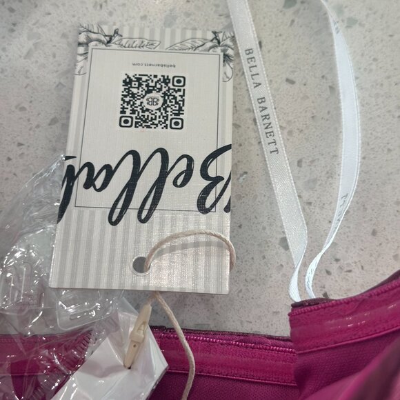 NWT Bella Barnett Bright Pink Metallic Gown Size Large Glam Evening Formal Dress - Picture 7 of 8